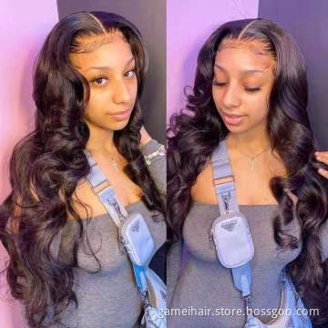 Body Wave Virgin Brazilian Hair Wigs Pre Plucked Raw Swiss HD Lace Closure Body Wave Curly 13*4  Lace front Wig